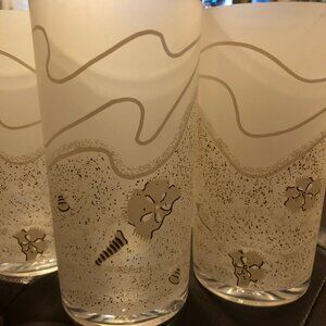 HJ Stotter Acrylic Plastic MCM Tall Seashell Tumblers Ocean Sand
